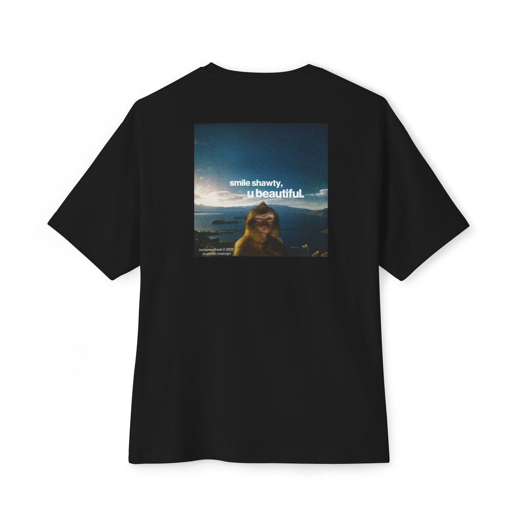betterself star logo "smile shawty" monkey graphic oversized tee