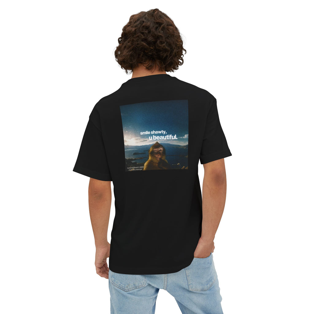 betterself star logo "smile shawty" monkey graphic oversized tee