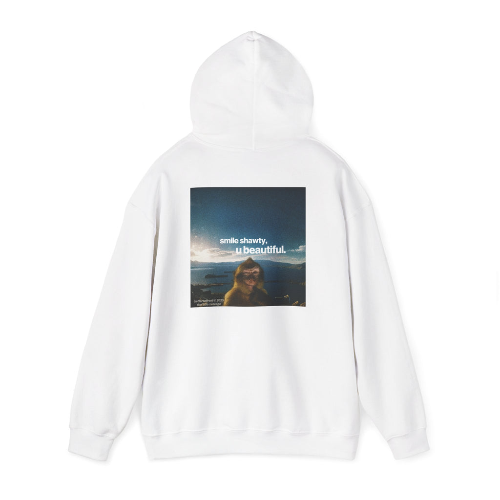 betterself star logo "smile shawty" monkey graphic hoodie