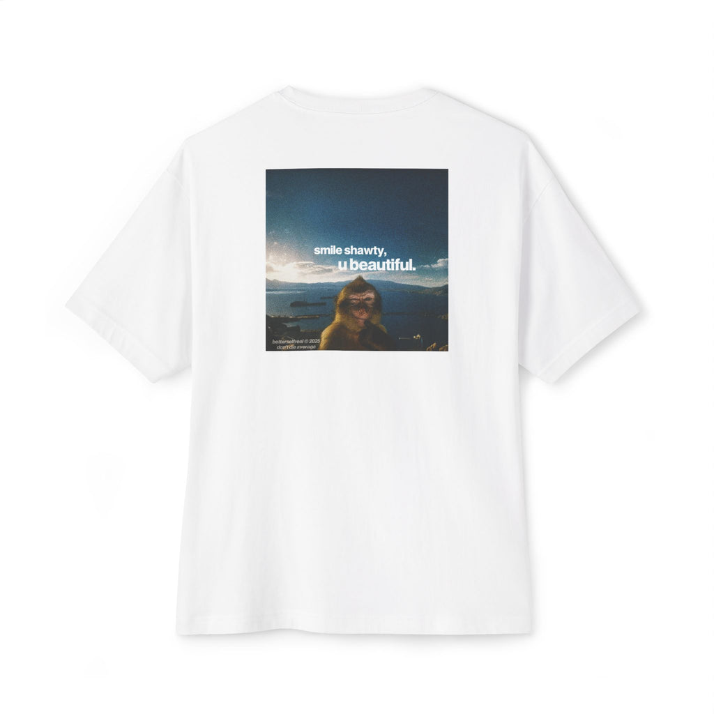 betterself star logo "smile shawty" monkey graphic oversized tee